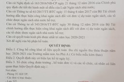 Thông báo công khai các khoản thu chi nhà trường năm hoc  2020 - 2021