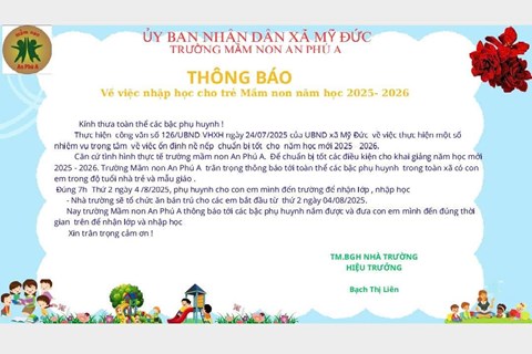 THÔNG BÁO NHẬP HỌC 